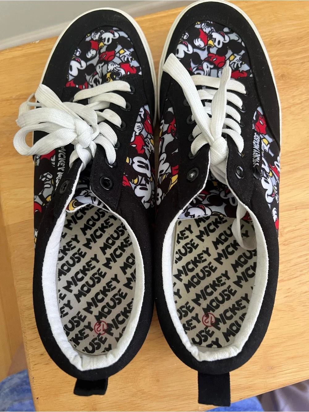 Disney Black Mickey Mouse Canvas Lace-Up Sneakers with Red and Yellow Accents